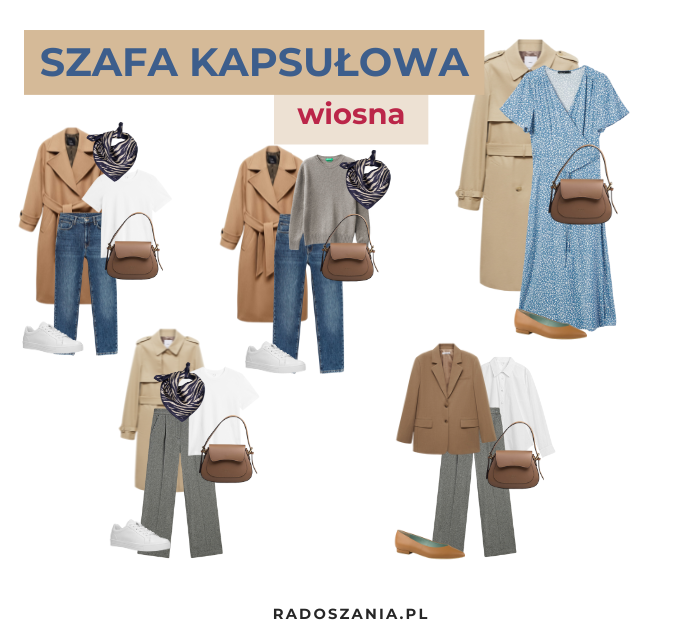 Sukienka w kwiaty i płaszcz wełniany — wiosenny zestaw kapsułowy. Szafa kapsułowa na wiosnę