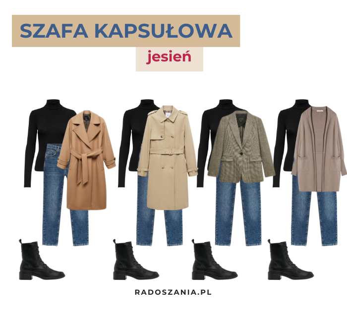 Baza ubrań na jesień – stylizacja z golfem, dżinsami i czarnymi botkami